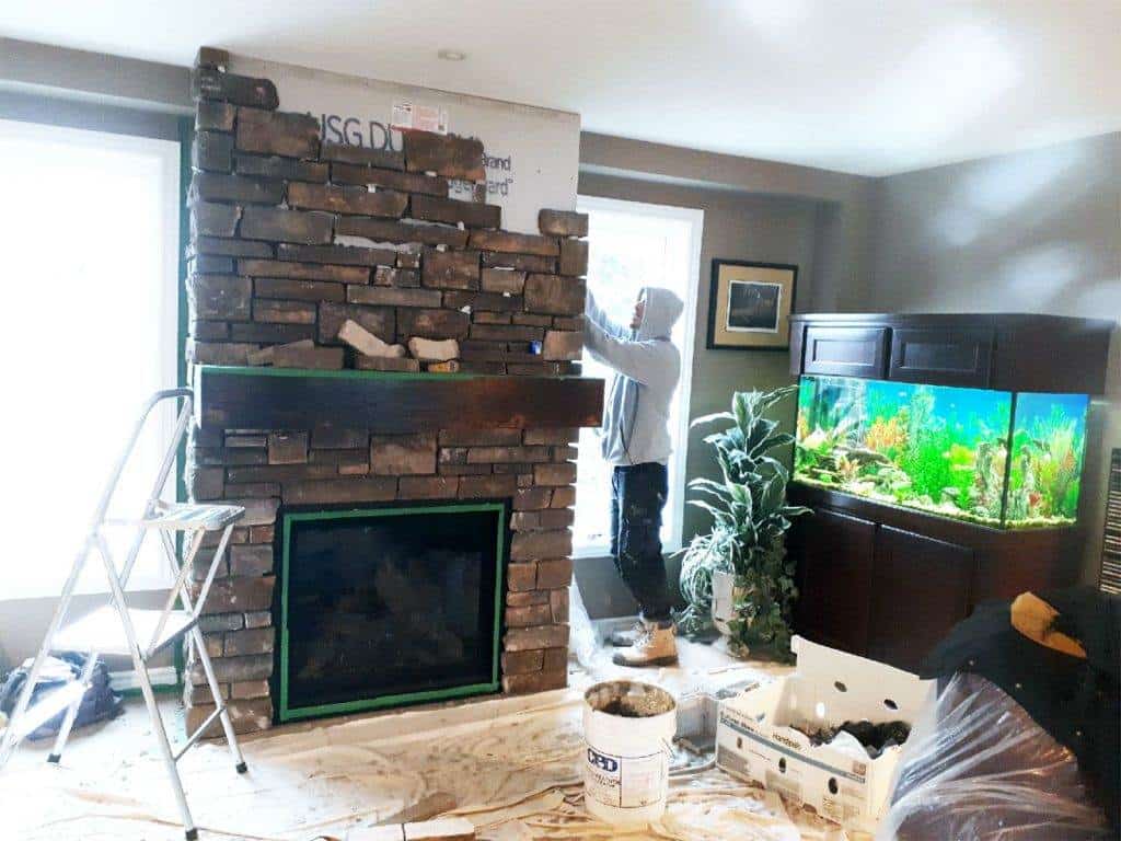 Masonry Project - Innisfil - Fireplace Remodel - Before